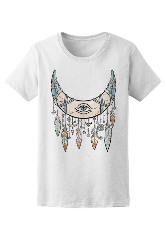 Magic Bull Horns And Tribal Eye T-Shirt Women -Image by Shutterstock, Female XX-Large