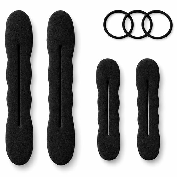 Magic Bun Maker (2 Small, 2 Large) Foam Sponge Bun Shaper Hair Accessories (Brunette)
