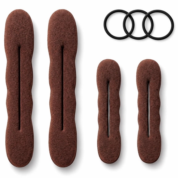 Magic Bun Maker (2 Small, 2 Large) Foam Sponge Bun Shaper Hair Accessories (Brunette)