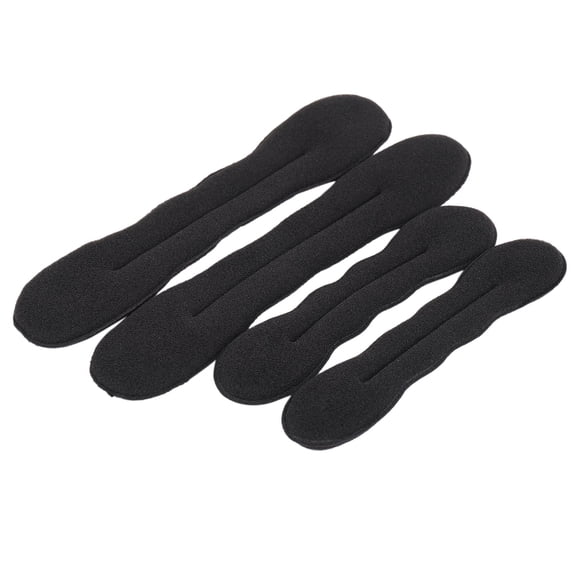 Magic Bun Maker (2 Small, 2 Large) Foam Sponge Shaper Hair Accessories (Black)