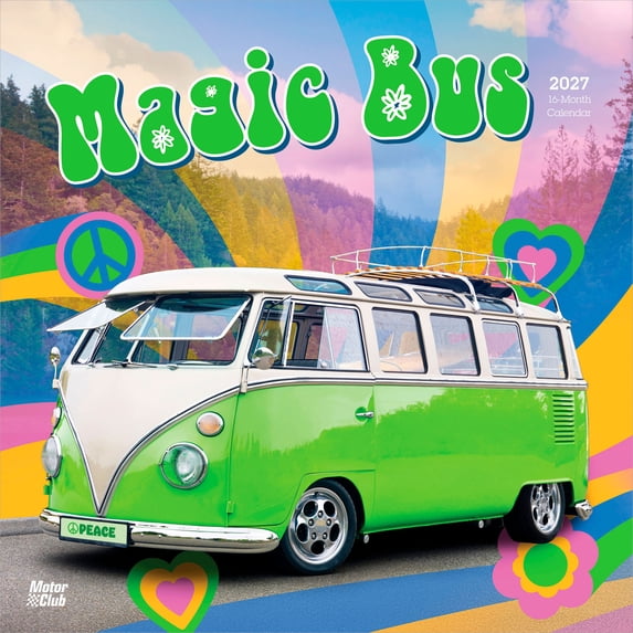 Magic Bus | 2027 12x24" (Hanging) Wall Calendar | Plastic-Free | Motor Club