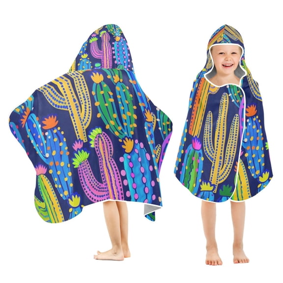 Magic Cactus Kids Hooded Beach Towel Baby Bath Poncho Towels with Hood Absorbent 50"x23.5" for Pool Swimming