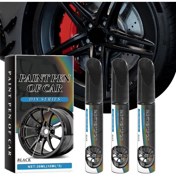 Magic Car Scratch Repair Pen, Fix Rim Scratches in Minutes,Permanent & No-Drip Formula, Car Wheel Scratch Repair Kit for Curb Rash & Scratches, Universal Gloss Black Enamel paint for Alloy