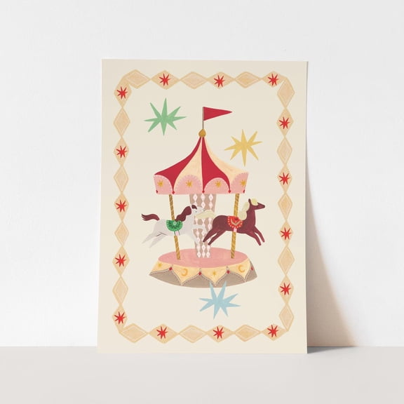 Magic Carousel Print, Circus Nursery Decor, Unframed Paper Poster 8x10in