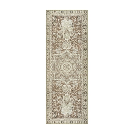 My Magic Carpet 2.5'x7' Machine Washable Non-Slip Kitchen Hallway Runner Rug - Parviz Brown