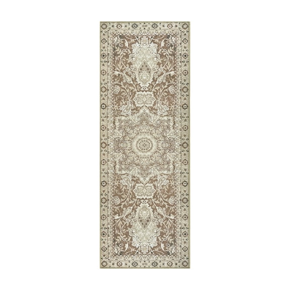 My Magic Carpet 2.5'x7' Machine Washable Non-Slip Kitchen Hallway Runner Rug - Parviz Brown
