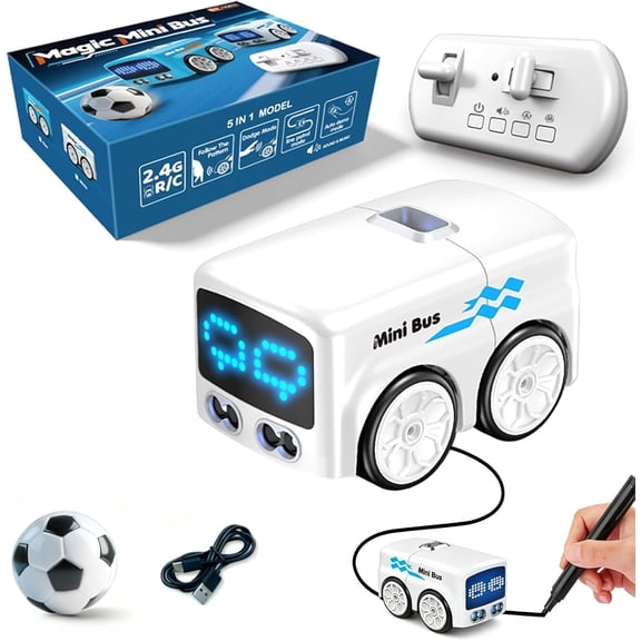 Magic Cars Follows Line Mini RC Bus | 2.4GHz Line-Following Sensor Car with Follow & Escape Modes, Smart Interactive Educational
