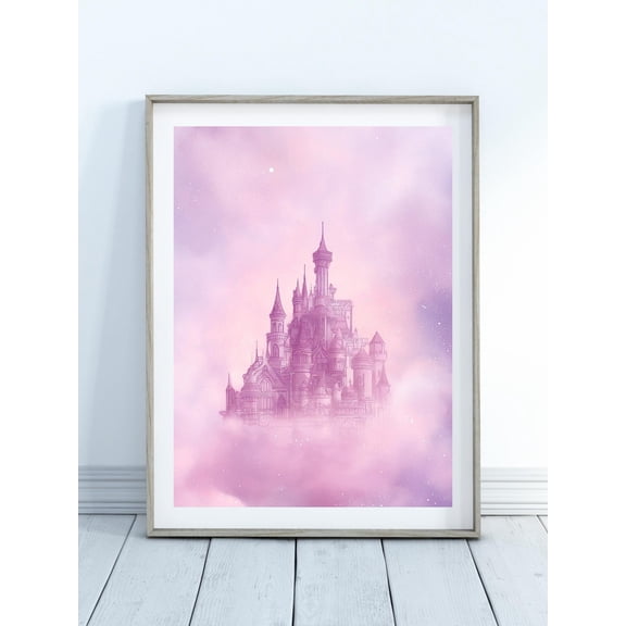 Magic Castle Poster–Magic Kingdom Posters, Nursery Wall Art, Playroom Poster, Pastel Castle Posters, Fantasy Art, Wall Decor, Sketch Poster, Unframed Poster Size 24x36