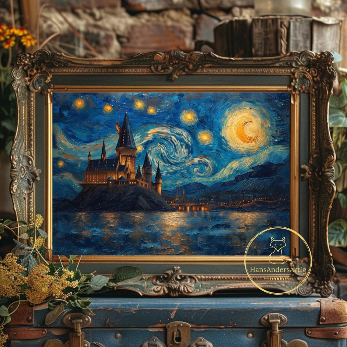Curated visual reference: Gallery Detail: Magic Castle Poster Van Gogh Style Vintage Inspired Art Print