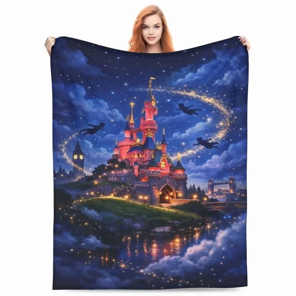 Magic Castle Throw Blanket Peter Pan Night Sky Plush Fleece Blanket Holiday Gift