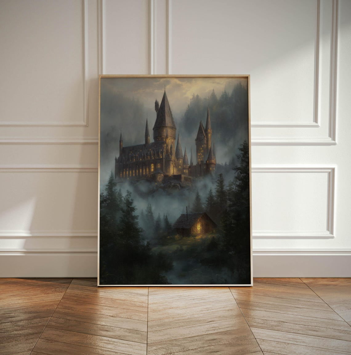 Magic Castle Wall Art Print, Wizard School Fantasy Illustration And ...