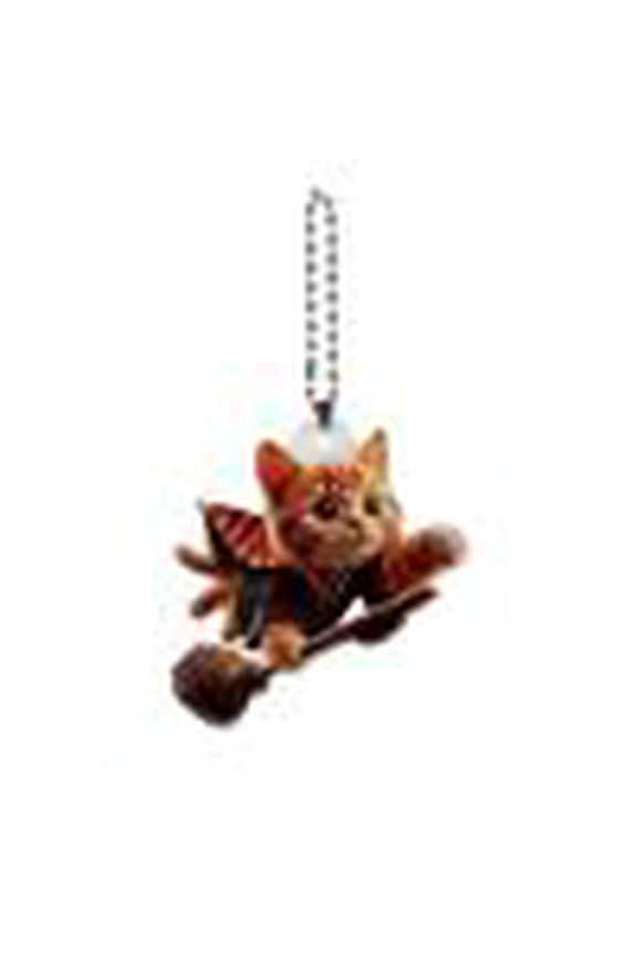 Magic Cat 2D Acrylic Keychain, Flat Whimsical Design with Random Chain, Mystical Rearview Mirror Charm for Car Interior, Unique Gift for Fantasy Fans or Cat Lovers