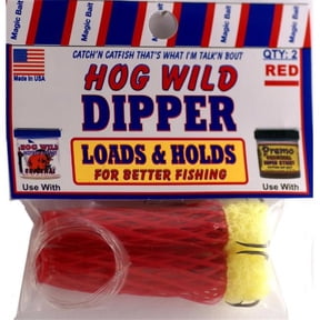 Magic Catfish Bait Hogwild Dipper Worm - Red - Pack of 2