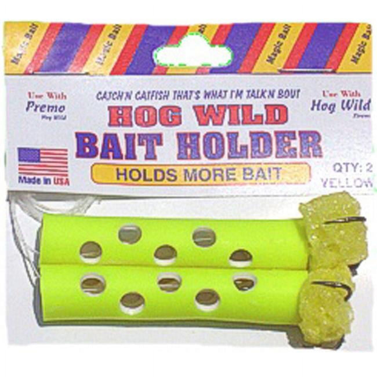 Magic Catfish Bait Hogwild Sponge Tube Bait Holder, Yellow - Pack of 2