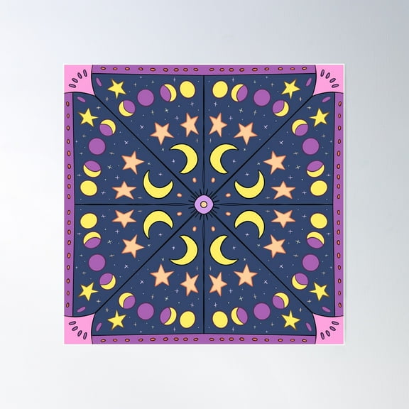 Magic Celestial Pattern Poster Wall Art, Modern Wall Decor For Living Room Bedroom, 16x16 UNFRAMED