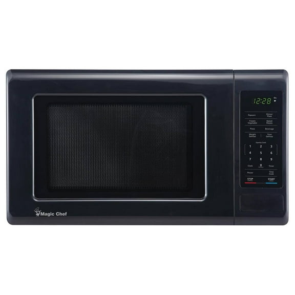 Open Box Magic Chef 0.9 Cubic Feet 900 Watt Stainless Microwave Oven, Black