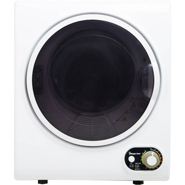 Magic Chef 1.5 Cu. ft. Compact Electric Dryer, White, 19.5 in L x 23.8 in H x 16.1 in D
