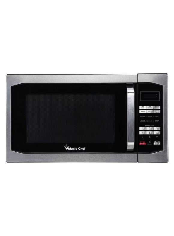 Magic Chef 1100 Watt 1.6 Cu. ft. Digital Countertop Microwave, Stainless Steel, New
