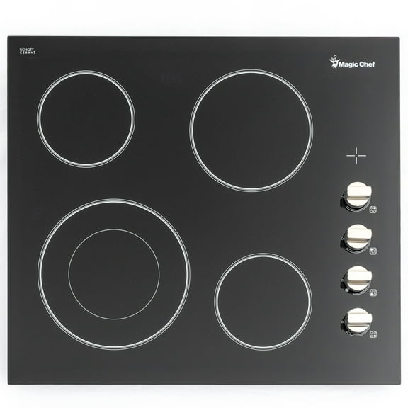 Magic Chef 24" Ceramic Glass Electric Cooktop with 4 Elements, Black