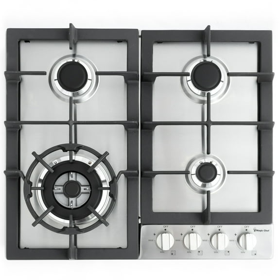 Magic Chef 24" Gas Cooktop with 4 Burners, Stainless Steel