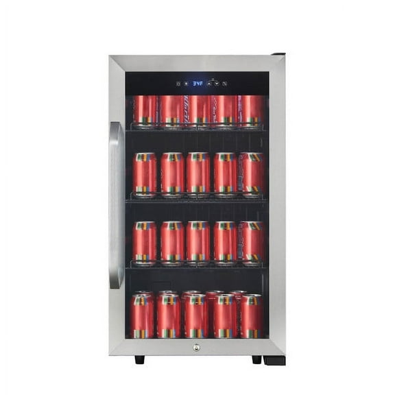 Magic Chef 3.1 Cu. Ft. Commercial Countertop Merchandiser Black and stainless steel 83 can Beverage Cooler 18.9 in