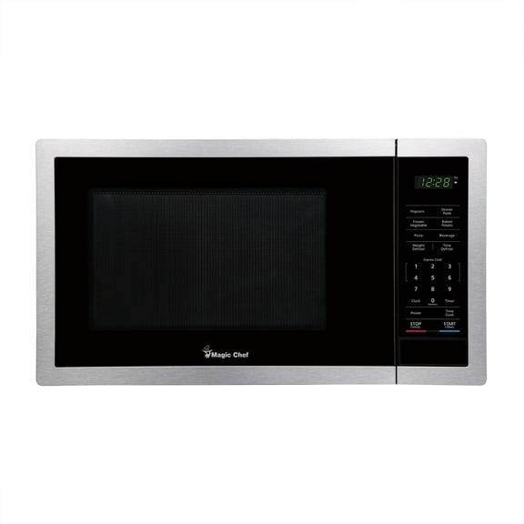 Magic Chef MC99MST Countertop Microwave Oven, 900 Watts, Stainless Steel