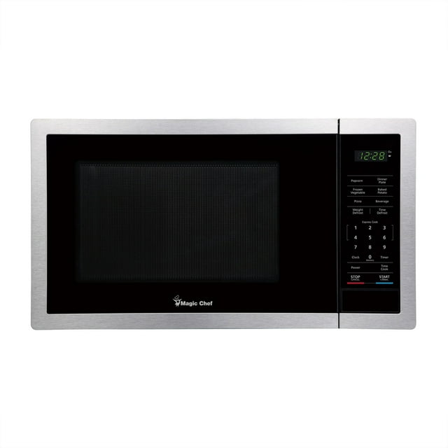 Magic Chef Small Countertop 900 Wattage Microwave Oven, MC99MST, Stainless Steel