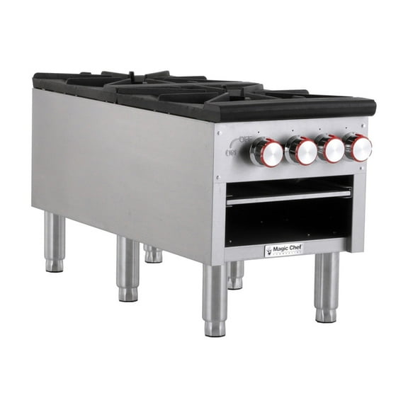 Magic Chef Commercial Commercial Double Stock Pot Countertop Gas Cooktop in Stainless Steel