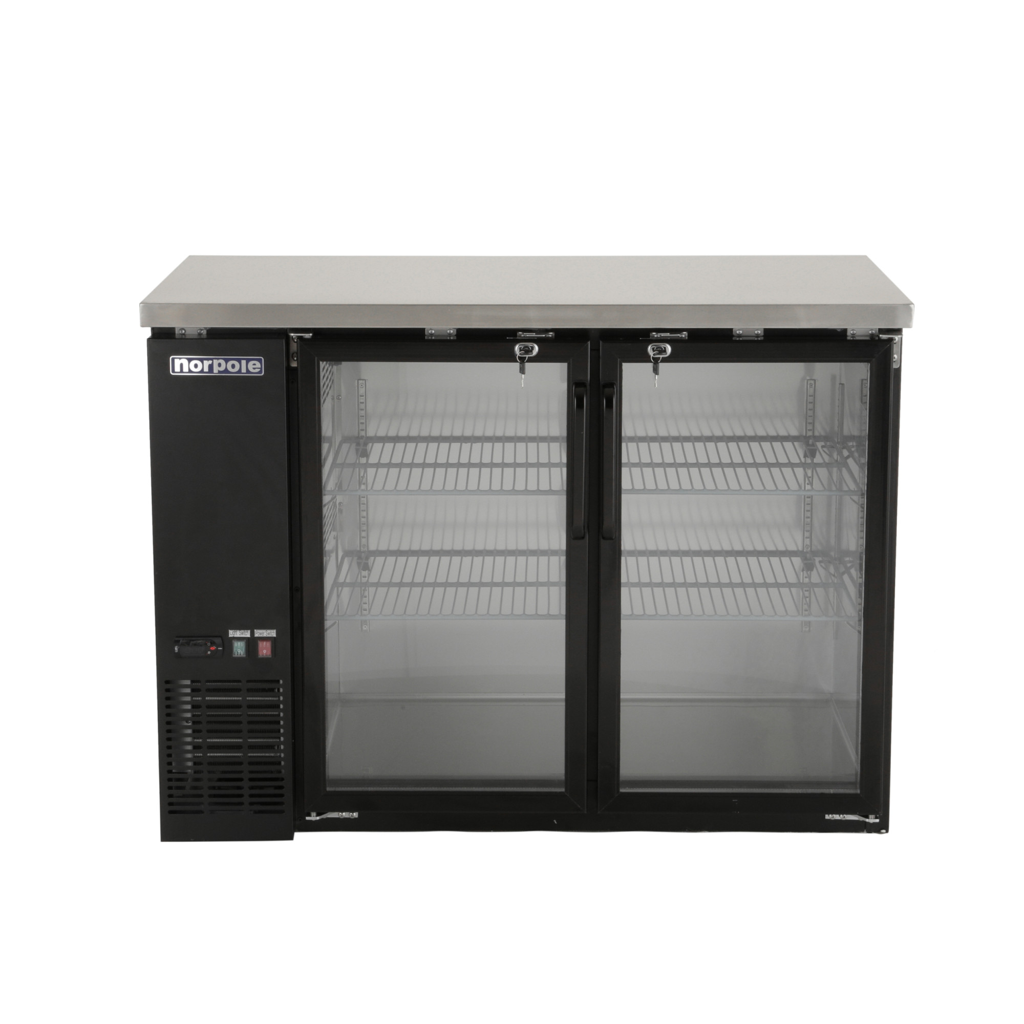 Norpole 12 cu. ft. 2-Door Under Bar Commercial Specialty Refrigerator in Black in Black
