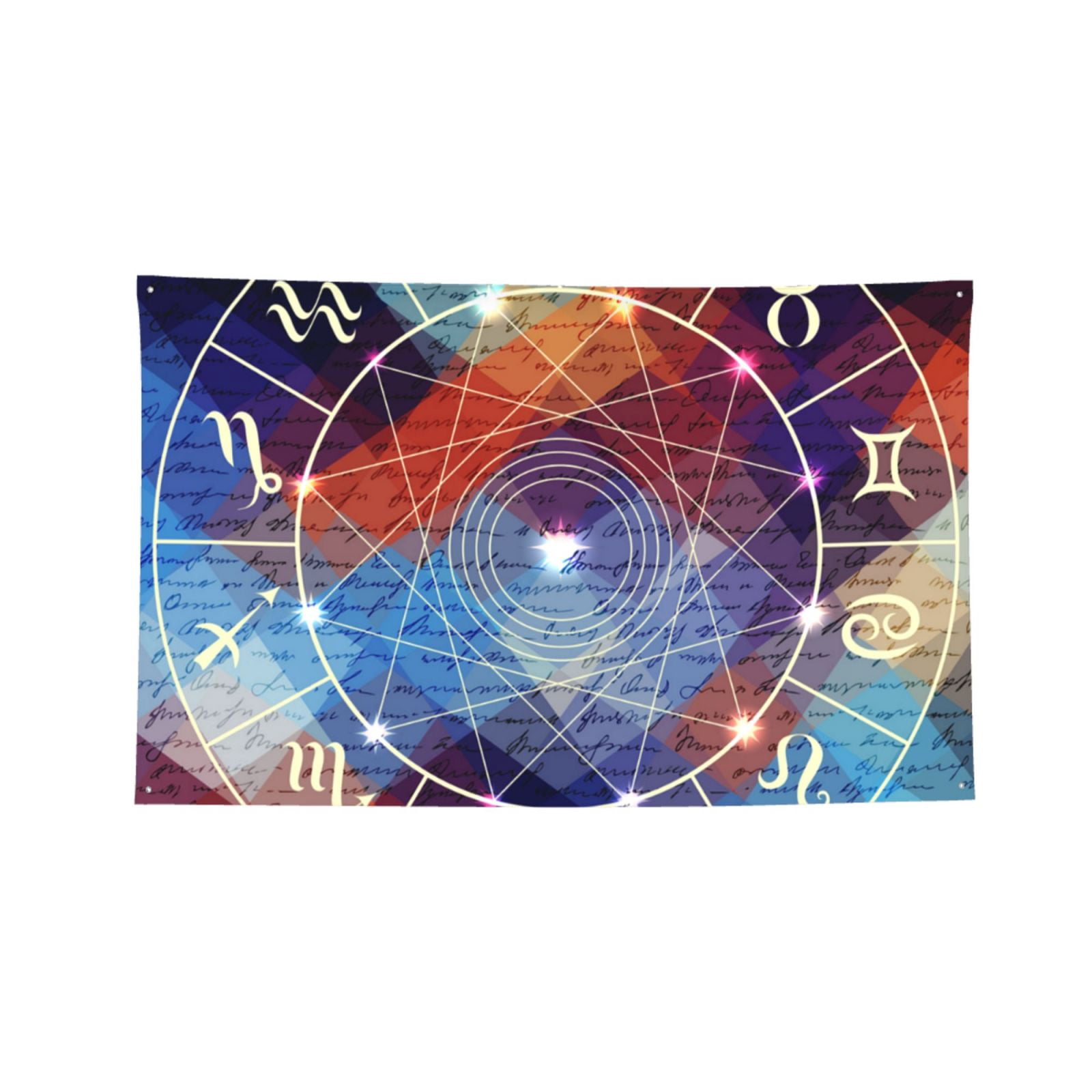 Magic Circle With Zodiacs Sign Four Hole Decorated Banner Flag for Garden Yard Home Decoration Indoor Outdoor 4x6 Ft