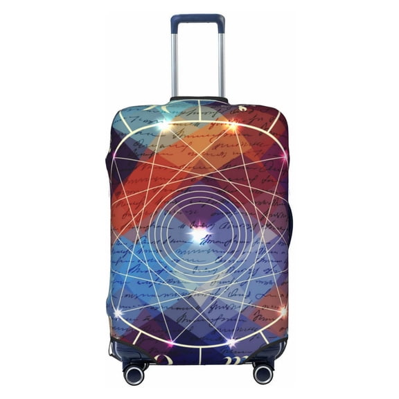 Magic Circle With Zodiacs Sign Luggage Cover Elastic Stretch Travel Suitcase Protector Anti-Scratch 25"-28"