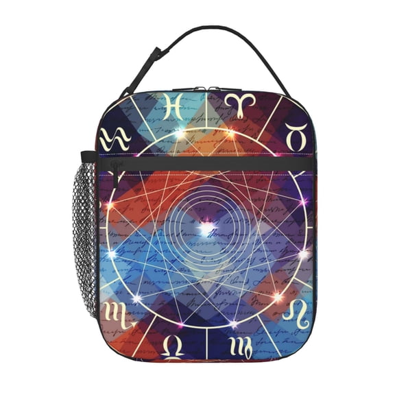 Magic Circle With Zodiacs Sign Lunch Box Bag Insulated Lunchbox Reusable Tote Thermal Cooler Portable for Women Men