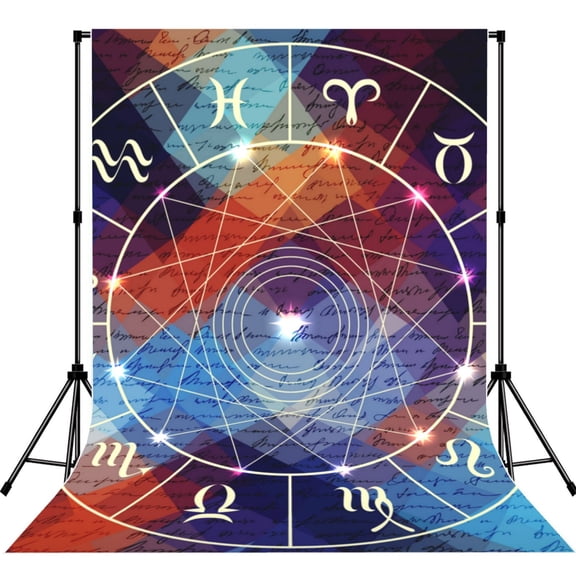 Magic Circle With Zodiacs Sign Photography Backdrop 5x7Ft Background for Photo Studio Video Recording Birthday Party Wedding Home Decor