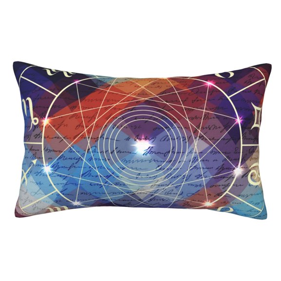 Magic Circle With Zodiacs Sign Pillowcase 20x30 Rectangle Throw Pillow Case Cover Cushion with Hidden Zipper for Sofa Couch Car