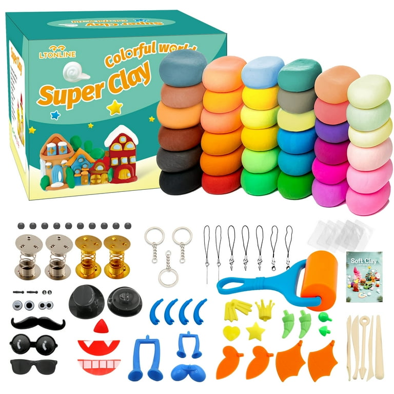 Modeling Clay Kit 36 Colors Air Dry Clay for Kids Ultra Light Soft Stretchy Molding Magic Clay with Tools Art Crafts Gift for Boys Girls Age 3