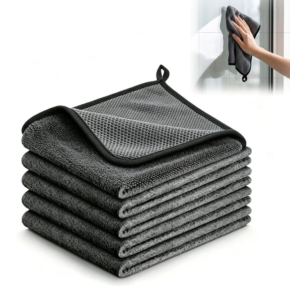 Magic Cleaning Cloth, 5Pcs Microfiber Cleaning Cloths, Lint Free Reusable Cleaning Rags for Windows, Cars, Mirrors, Glass & Stainless Steel