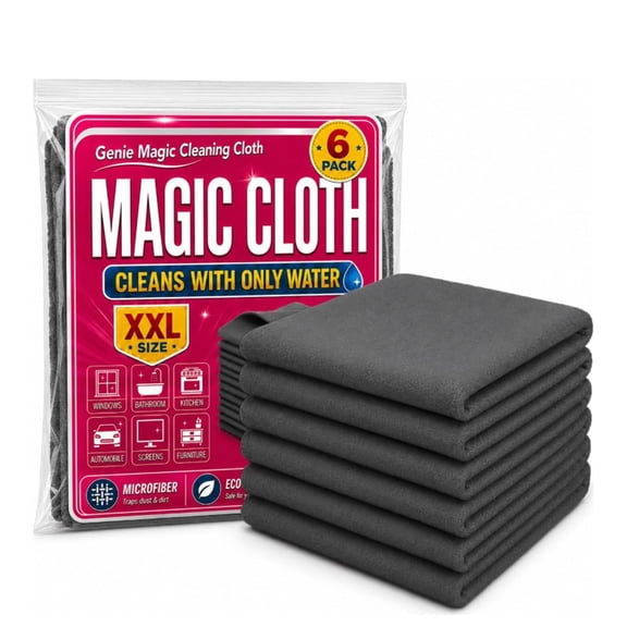 Magic Cleaning Cloth, 6Pcs Microfiber Cleaning Cloths, Lint Free Reusable Cleaning Rags for Windows, Cars, Mirrors, Glass & Stainless Steel