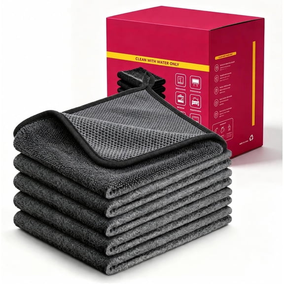 Magic Cleaning Cloth, Thick Microfiber, Streak Free For Glass & Kitchen,5 | Lint-Free; Reusable; 11.8x15.7 Inch; Works With Water; For Glass, Kitchen, Stainless Steel, Car