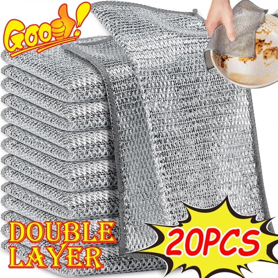 Magic Cleaning Cloth Thickened Double -sided Metal Steel Wire Rags Kitchen Dish Pot Washdishing Cloths Towel Clean Tools