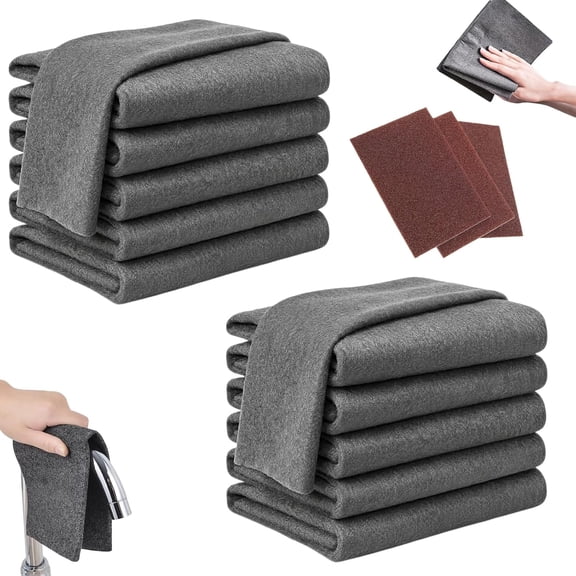 Magic Cleaning Cloth, Thickened Microfiber Cleaning Cloth 11.8x15.7 Inch, Reusable Lint Free Streak Free for Stainless Steel, Kitchen, Glass, Car Windows + 3 Cleaning Sponges，12 Pcs