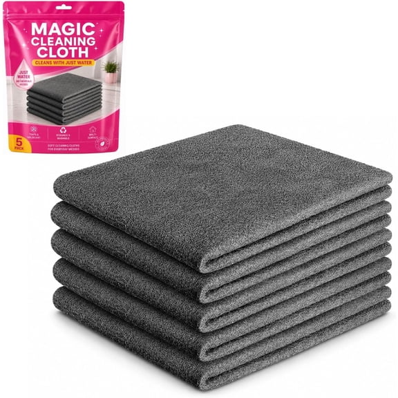 Magic Cleaning Cloths, Thickened Streak-Free Microfiber Towels Cleaning Cloth (5 Pcs, 11.8 * 15.7in)
