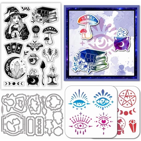 Magic Clear Silicone Stamp Metal Divination Tool Cutting Die Cuts Layering Magic Eye Circle Paint Craft Stencils for Card Making Scrapbooking Craft DIY Embossing