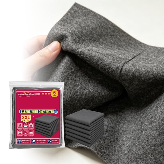 Magic Cloth Reusable Microfiber Cleaning Towels 6 Pack Thick, Streak Lint Free Water Only Cloths for Glass Stove Stainless Steel Car Dashboard Furniture