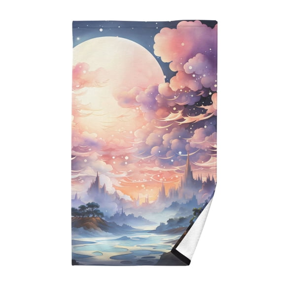 Magic Clouds and Moon Cotton Face Towels Soft Hand Towel Absorbent Bathroom Towel for Kitchen Hotel Decoration