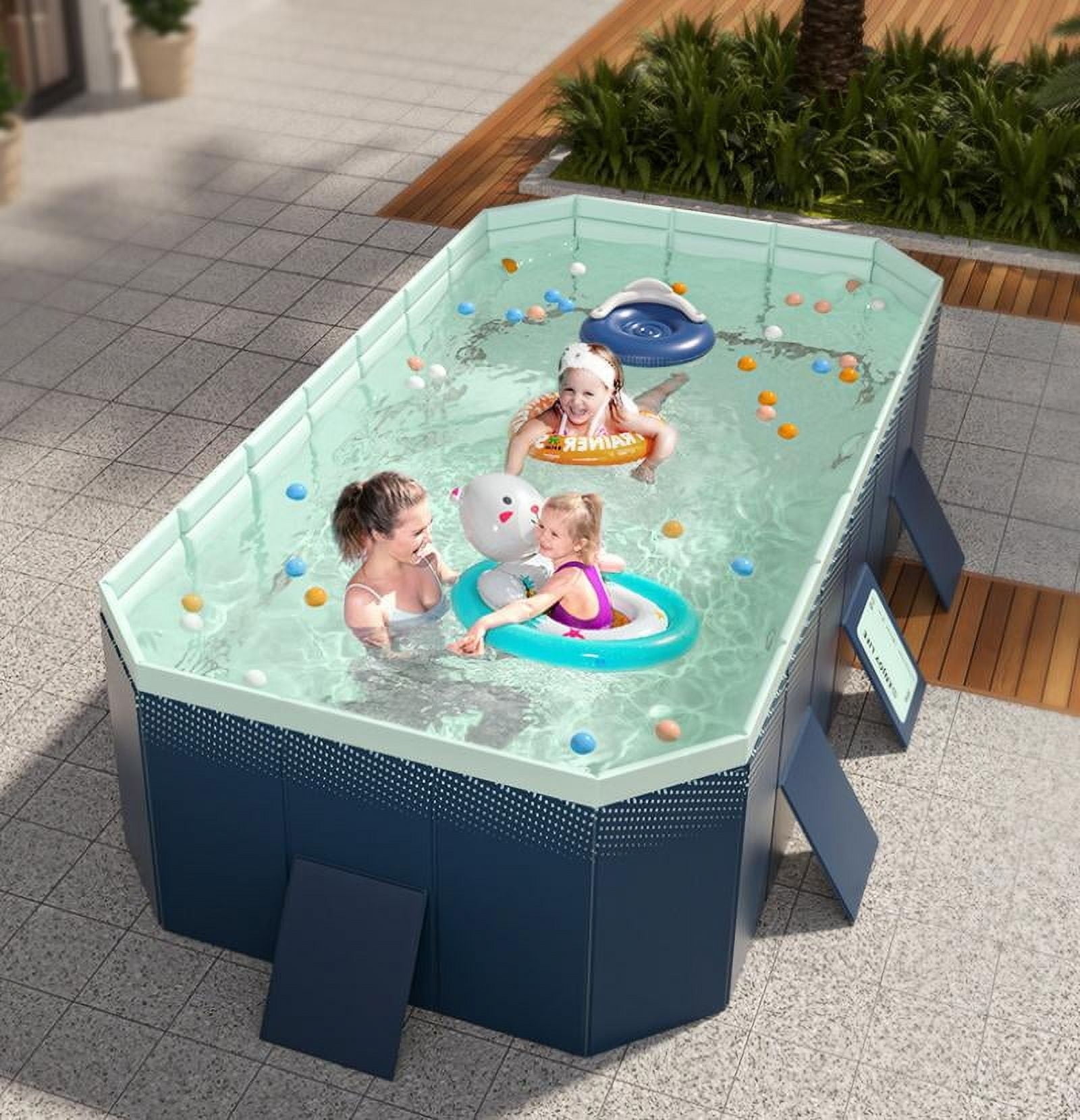 Magic Co Foldable Non-Inflatable Pool, 100.8'' x 65.7'' x 19.7''Family ...