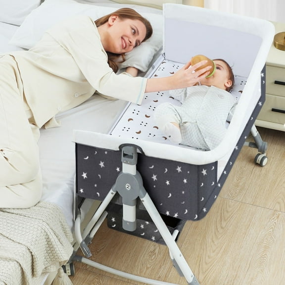 Magic Co Portable Baby Bassinet with Mosquito Net & Wheels – Foldable Infant Crib for Safe, Comfortable Breaks