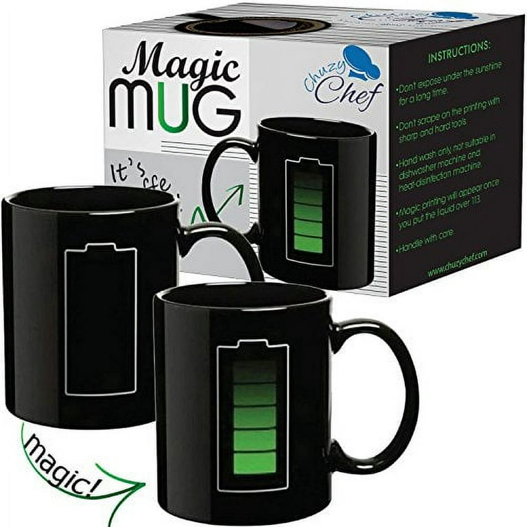 11oz Magic Mug in Black. Color Changing Mug With Heat Activation