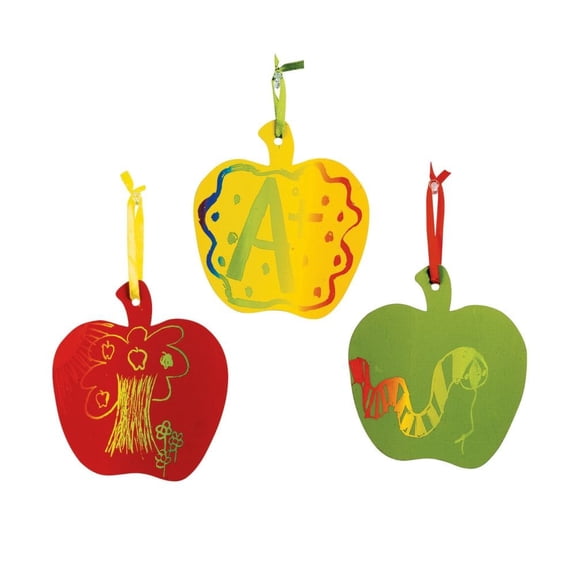 Magic Color Scratch Apples, Craft Supplies, Ornaments, Magic Scratch, 24 Pieces, Multicolor