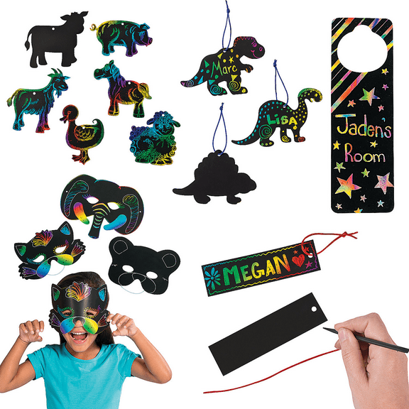 Magic Color Scratch Boredom Buster Kit, Craft Supplies, Party Supplies, 120 Pieces