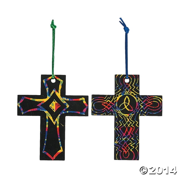 Magic Color Scratch Cross Orn. (2Dz) - Craft Supplies - 24 Pieces